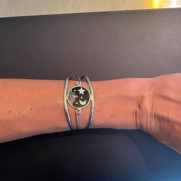 Vintage Sterling Silver Moon and Star Cuff Bracelet - Picture 6 of 6